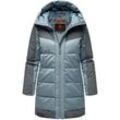 Steppjacke NAVAHOO "Samtkätzchen", Damen, Gr. XL (42), blau (graublau), Obermaterial 1: 100% Polyester; Obermaterial 2: 95% Polyester, 5% Elasthan; Futter: 100% Polyester, Ärmelfutter: 100% Polyester, Wattierung: 100% Polyester, modisch, figurumspielend Po-bedeckend, hoch geschlossener Ausschnitt, Jacken, Modischer, gesteppter Damen Winter Kurzmantel