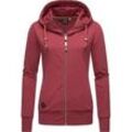 Kapuzensweatjacke RAGWEAR "Paya Intl.", Damen, Gr. XXL (44), lila (beere), 50% Baumwolle, 50% Polyester, casual, tailliert hüftbedeckend, hoch geschlossener Ausschnitt, Sweatjacken, sportlicher Damen Kapuzensweater mit Kordeln