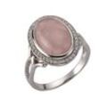 Zeeme Gemstones Ring 925 Sterling Silber rhodiniert mit echtem Rosenquarz Zirkonia