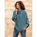 Poncho CASUAL LOOKS, Damen, Gr. 1, blau (petrol, ecru, meliert), 100% Polyacryl, meliert, ohne Ärmel, Jacken