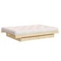 Bettgestell KARUP DESIGN "Kanso Bed, Stauraumbett, Bett mit oder ohne Schubladen", beige (kiefer natur), B:142cm H:25cm L:200cm, Betten, Bett mit/ohne Schubladen, inkl Lattenrost, FSCzertifiert