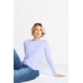 Langarmshirt RICH & ROYAL "2409 O HJ LS", Damen, Gr. S, lila (frosty lavender), Single Jersey, Obermaterial: 100% Baumwolle, casual, Rundhals, Langarm, Shirts, mit offener Ausschnittkante und Saum