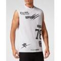 T-Shirt PLEIN SPORT "Tanktop Multilogo", Herren, Gr. XL, 01, weiß, Obermaterial: 100% Baumwolle, Shirts