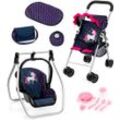 Puppenbuggy BAYER "Set mit Tasche", bunt (blau, pink), Puppenwagen, KinderB:43cm H:52cm T:26,5cm, Kunststoff, Stoff, Metall, B:43cm H:52cm T:26,5cm