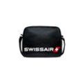 Schultertasche LOGOSHIRT "Swissair - Airline", Damen, Gr. B/H/T: 11cm x 28cm x 37cm, schwarz-weiß (schwarz, weiß), Lederimitat, bedruckt, Taschen, mit tollem Print