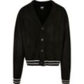 Strickjacke URBAN CLASSICS "Urban Classics Herren Sporty Boxy Cardigan", Herren, Gr. L, schwarz, 95% Polyacryl, 5% Nylon, unifarben, oversize, V-Ausschnitt, Langarm, Strickjacken