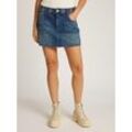 Jeansrock TOMMY JEANS "STUDDED DENIM MINI SKIRT AI9057", Damen, Gr. 26, blau (denim schwarz), Denim/Jeans, Obermaterial: 100% Baumwolle, unifarben, casual, straight fit mini, Röcke, mit Strass-Details