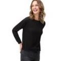 Kurzarmshirt ZERO "zero Shirt mit Bindedetail", Damen, Gr. 38, schwarz (schwarz beauty), Jersey, Obermaterial: 97% Polyester, 3% Elastan. Ärmelfutter: ohne Futter., unifarben, casual, figurumspielend normal, Rundhals, Langarm eng, Shirts, weiteres Detail