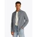 Langarmhemd TOMMY JEANS "TJM REG POPLIN CHECK LS SHIRT", Herren, Gr. M, N-Gr, blau (schwarz night navy small check), Web, Obermaterial: 100% Baumwolle, kariert, casual, regular fit, Langarm 1-Knopf-Manschette, Hemden