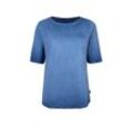 T-Shirt LIEBLINGSSTÜCK "CandiceEP", Damen, Gr. 4XL (48), blau (schwarz denim), Jersey, Obermaterial: 95% Baumwolle, 5% Elasthan, unifarben, casual, regular fit taillenbedeckt, Rundhals, Kurzarm, Shirts, mit Schriftzug