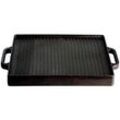 Plancha Grillplatte - mit 2 Griffen - Gusseisen - Wendeplatte geriffelt und glatt - 32 x 32cm