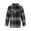 Fleeceshirt ZIGZAG "Marley", Kinder, Gr. 104, schwarz (schwarz, grau), 100% Baumwolle, kariert, casual, normal, ohne Ausschnitt, Langarm, Shirts, mit zeitlosem Karomuster