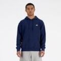 Kapuzensweatshirt NEW BALANCE "SPORT ESSENTIALS FLEECE HOODIE", Herren, Gr. L, blau (nb navy (428)), Obermaterial: 60% Baumwolle, 40% Polyester, sportlich, Sweatshirts