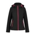 Softshelljacke ICEPEAK "D SOFTSHELLJACKE BRENHAM", Damen, Gr. 36, schwarz, Web, Obermaterial: 95% Polyester, 5% Elasthan, sportlich, regular fit hüftlang, Langarm, Jacken, mit hohem Stehkragen