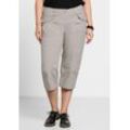 3/4-Hose SHEEGO "Große Größen", Damen, Gr. 54, Normalgrößen, beige (beigefarben), Obermaterial: 97% Baumwolle, 3% Elasthan, unifarben, casual, 3/4-Länge, Hosen, Mit Krempelfunktion