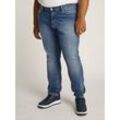 Slim-fit-Jeans TOMMY JEANS PLUS, Herren, Gr. 40, Länge 34, blau (denim medium), Web, Obermaterial: 99% Baumwolle, 1% Elasthan, unifarben, modisch, slim fit, Jeans, in Großen Größen, stoned wash Optik