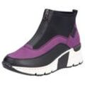 Keilsneaker RIEKER, Damen, Gr. 38, schwarz (schwarz, lila), Lederimitat, Textil, sportlich, Schuhe, Stiefelette, Keilboots, High Top Sneaker mit Reißverschluss vorne