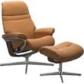 Relaxsessel STRESSLESS "Sunrise", braun (new caramel), B:83cm H:105cm T:74cm, Sessel, mit Cross Base, Größe S, M & L, Holzakzent Wenge