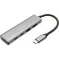 Digitus DA-70245 4 Port USB 3.1 Gen 1-Hub mit Aluminiumgehäuse Dunkelgrau