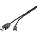 Renkforce USB-Kabel USB 3.2 Gen1 (USB 3.0 / USB 3.1 Gen1) USB-A Stecker, USB-C® Stecker 1.00 m Schwarz vergoldete Steckkontakte RF-4381080