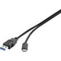 Renkforce USB-Kabel USB 3.2 Gen1 (USB 3.0 / USB 3.1 Gen1) USB-A Stecker, USB-C® Stecker 1.80 m Schwarz vergoldete Steckkontakte RF-4381083