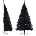 Künstlicher Halb-Weihnachtsbaum mit Ständer Schwarz 240 cm pvc Vidaxl