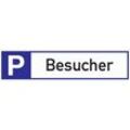 Parkplatzbeschilderung Parkplatz f.Besucher L460xB110mm Alu.weiß/blau/schwarz