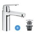 Eurosmart Cosmopolitan M-Size Waschbeckenmischer-Set + Klick-Klack Ablaufgarnitur für Waschbecken mit Überlauf (23327000-C - Grohe