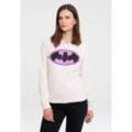 Kapuzensweatshirt LOGOSHIRT "DC Comics - Batman", Herren, Gr. L, beige, 70% Baumwolle, 30% Polyester, bedruckt, casual, normal, Rundhals, Langarm, Sweatshirts, mit lizenziertem Print