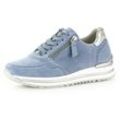 Keilsneaker GABOR "TURIN", Damen, Gr. 37, blau, Ziegenveloursleder, sportlich, Schuhe Sneaker, mit Lochmuster, Weite H, Freizeitschuh, Halbschuh, Schnürschuh