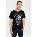 T-Shirt LOGOSHIRT "mit Men", Herren, Gr. L, schwarz, 100% Baumwolle, bedruckt, casual, normal, Rundhals, Kurzarm, Shirts, In Black-Print