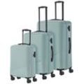 Trolleyset TRAVELITE "BALI 4w L/M/S", grün (mint), ABS, unifarben, Koffer-Sets, Kofferset Reisegepäck Reisekoffer Hartschallenkoffer TSA Schloss