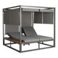 Aluminium Lounge-Gartenliege MCW-M63, XL Sonnenliege Bali-Liege Doppelliege Outdoor-Bett, 10cm-Polster ~ hellgrau