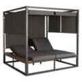 Aluminium Lounge-Gartenliege MCW-M63, XL Sonnenliege Bali-Liege Doppelliege Outdoor-Bett, 10cm-Polster ~ dunkelgrau