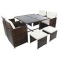 VCM 9-tlg Gartenmöbel Set Sitzgruppe Essgruppe 1xTisch, 4x Stühle, 4x Hocker Tisch Maße ca. H. 72 x B. 110 x T. 110 cm Rattan Garten Set - Raloso