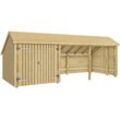 Gartenhaus PLUS "Multi", beige (natur), Holz, Gartenhäuser, Gartenhaus 15,5 m² Doppeltür, Dachpappe/Aluleisten/H-Füße