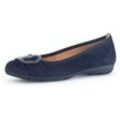 Ballerina GABOR, Damen, Gr. 41, blau (dunkelblau), Ziegenveloursleder, modisch, Schuhe, flache Schuhe, Slipper mit Hovercraft Luftkammern-Laufsohle