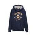 TOM TAILOR Herren Hoodie Sweatshirt mit Logo-Print, blau, Uni, Gr. XL