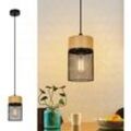 ZMH - gbly Hängelampe Vintage Pendelleuchte Esstisch: 1 Flammig Hängeleuchte Schwarz Gitter Holzmaserung Wohnzimmer Esszimmerlampe Industrial E27