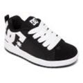 Sneaker DC SHOES "Court Graffik", Kinder, Gr. 1,5(32,5), schwarz-weiß (schwarz, weiß), Nubukleder- und/oder Lederobermaterial Leichte Mesh Zunge Mit Schaumstoff gepolsterte Zunge und Einstieg für mehr Komfort und Support Belüftungslöcher für mehr Atmungsaktivität DCs geschütztes Pill Pattern-Profil Cupsole Konstruktion, Schuhe