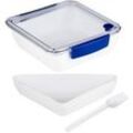 Lunchbox mit Gabel - 2 Fächer - 18,5 x 18,5 x 5cm - 1000ml - blau