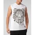 T-Shirt PLEIN SPORT "Tanktop Thunder Tiger", Herren, Gr. XL, 01, weiß, Obermaterial: 100% Baumwolle, Shirts