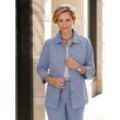 Blusenblazer "Blusenblazer", Damen, Gr. 48, blau (taubenblau, meliert), 100% Polyester, 3/4-Ärmel, Blazer