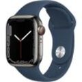 Apple Watch Series 7 (2021) GPS + Cellular 41 mm - Rostfreier Stahl Silber - Sportarmband Blau