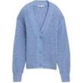 TOM TAILOR DENIM Damen Strick Cardigan mit V-Ausschnitt, blau, Meliert, Gr. XXL