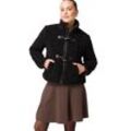 Fellimitatjacke ZERO "zero Teddyfelljacke mit Knebelknöpfen", Damen, Gr. 42, schwarz (schwarz beauty), Stoff, Obermaterial: 100% Polyester. Ärmelfutter: ohne Futter., Fellimitat, casual, figurbetont, Langarm, Jacken