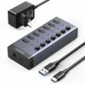 Multifunktions hub 7in1 usb Typ c - 7x usb Typ a 3.0 pd dc 12V PowerDelivery Ladegerät grau - Ugreen