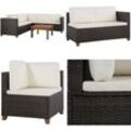 4-tlg. Garten-Lounge-Set mit Kissen Poly-Rattan Braun - Garten-Sofagarnitur - Garten-Sofagarnituren - Home & Living - Braun