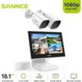 Videoüberwachungssets 4CH dvr 10,1''LCD Monitor 1080P 2 Kameras Außen /Innen ir Nachtsicht Fernüberwachungs Kamera Sicherheits System - Sannce