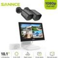 4CH dvr Videoüberwachungssets 10,1'LCD Monitor 1080P 2 Kameras Außen/Innen ir Nachtsicht Fernüberwachung Sicherheits System - Sannce